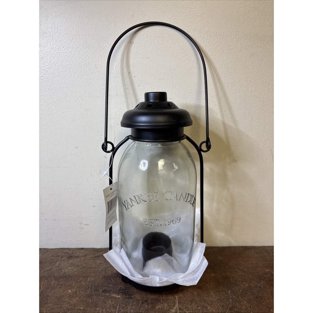 New In Box Yankee Candle Lantern Mason Jars Tea Light Candle Holder Handle